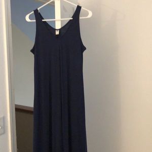 Sleeveless long dark blue summer dress